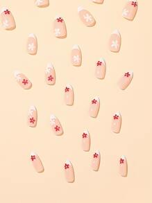 24入組長款尖形假指甲和1入組指甲銼和1片果凍膠 - 彩色 - 查看 3