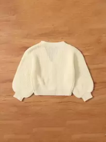 SHEIN Leap Crew Baby Girl Button Front Ribbed Knit Cardigan - Apricot - View 2