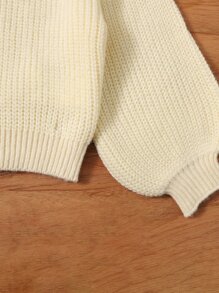 SHEIN Leap Crew Baby Girl Button Front Ribbed Knit Cardigan - Apricot - View 3