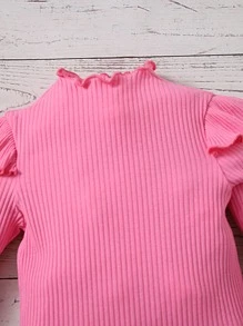 SHEIN Baby Ruffle Trim Rib-knit Bodysuit