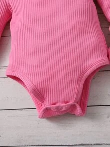 SHEIN Baby Ruffle Trim Rib-knit Bodysuit