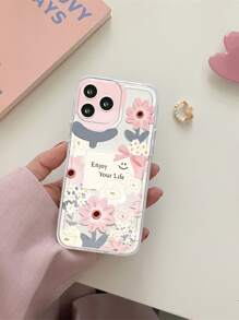 Floral Pattern Phone Case With Lanyard