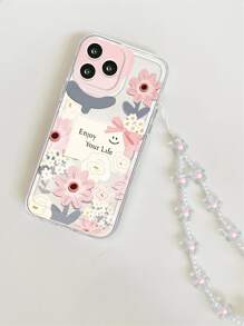 Floral Pattern Phone Case With Lanyard
