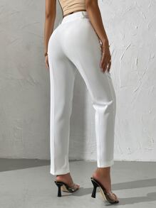 Chiquease High Waist Slant Pocket Suit Pants - White - View 2