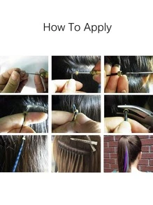 13pcs Long Straight Synthetic Hair Extension - Multicolor - View 3