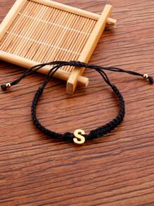 Vòng tay trái tim chi tiết 1 chữ cái - màu đen - Xem 8