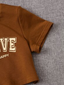 SHEIN Bộ thời trang bé gái Khối Màu Lá thư Giải trí - Nhiều màu - Xem 3