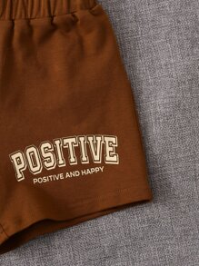 SHEIN Bộ thời trang bé gái Khối Màu Lá thư Giải trí - Nhiều màu - Xem 4