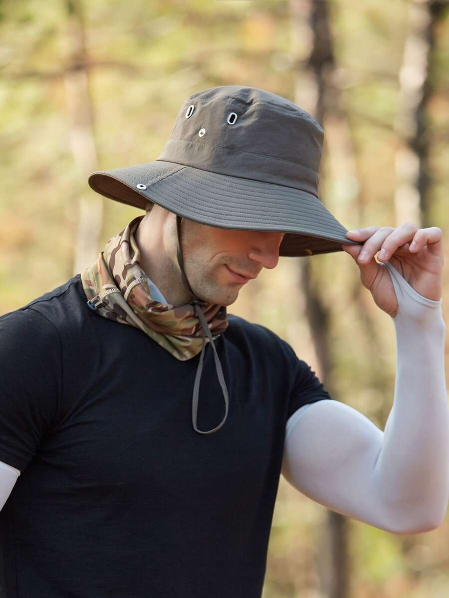 Hombres Sombrero cubo con diseño de ojal - Verde militar - Ver 1