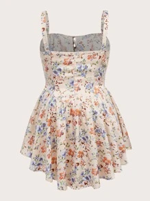 SHEIN MOD Plus Allover Floral Print Knot Front Cami Dress - Multicolor - View 2