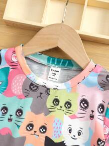 SHEIN 小女童卡通圖案T恤 - 彩色 - 查看 3