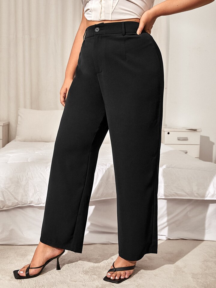 SHEIN Clasi プラス 無地柄 ワイドレッグパンツ | SHEIN JAPAN