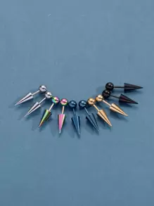 ROMWE 1pair Random Ball Decor Cone Stud Earrings - Nhiều màu - Xem 1