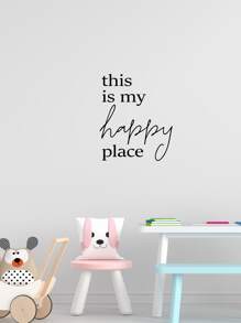 1pc Slogan Graphic Wall Sticker - Black - View 2