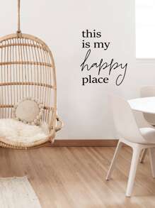 1pc Slogan Graphic Wall Sticker - Black - View 3