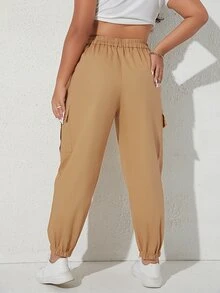 Pantalones con bolsillo lateral con solapa - Caqui - Ver 2