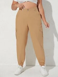 Pantalones con bolsillo lateral con solapa - Caqui - Ver 3