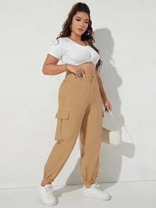 Pantalones con bolsillo lateral con solapa - Caqui - Ver 5