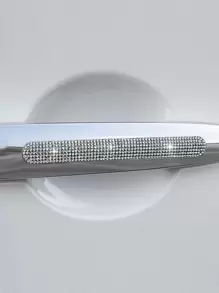 4 piezas Pegatina con diseño de diamante de imitación de coche anticolisión - Blanco - Ver 2