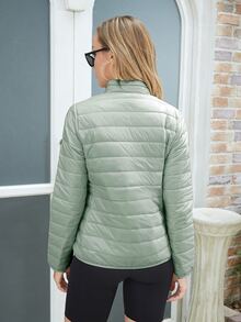 ZIAI Women's Lightweight Down Jacket, Solid Color Stand Collar, Winter - Mint Green - View 5