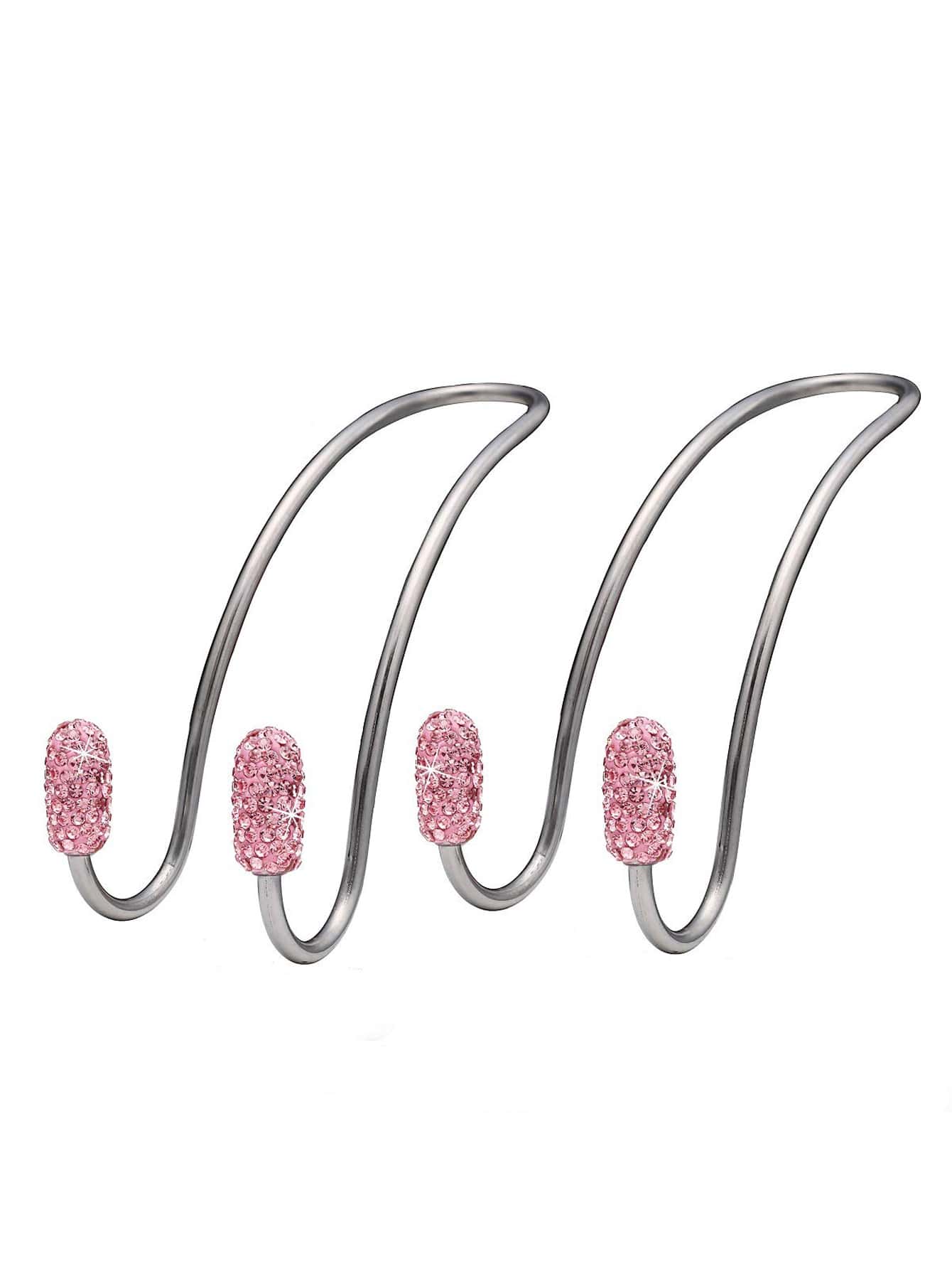 2pcs Rhinestone Decor Car Seat Back Hook