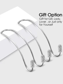 2入組水鑽裝飾車座後背鉤 - 銀色 - 查看 5