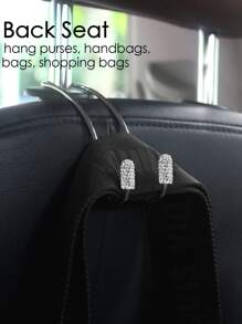 2入組水鑽裝飾車座後背鉤 - 銀色 - 查看 7