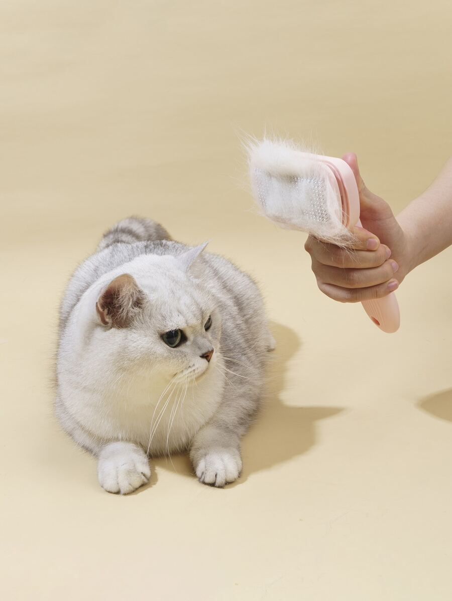 1pc Pet Hair Remover Brush - Baby Pink - View 1