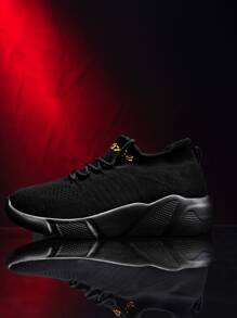 Letter Graphic Lace-up Front Running Shoes, Fashion Outdoor Non Slip Casual Shoes For Women - Black - View 3