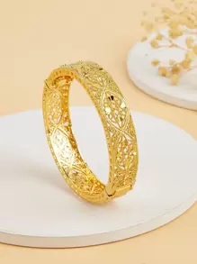 Hollow Out Bangle - Yellow Gold - View 1