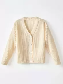 Niños Cárdigan con botón delantero de hombros caídos - Albaricoque - Ver 1