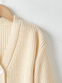 Niños Cárdigan con botón delantero de hombros caídos - Albaricoque - Ver 3