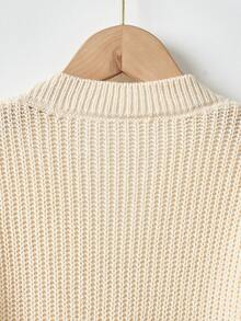 Niños Cárdigan con botón delantero de hombros caídos - Albaricoque - Ver 5