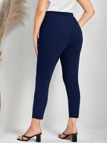 EMERY ROSE Plus Solid Skinny Trousers - Navy Blue - View 2