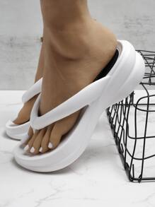 Minimalist Wedge Flip Flops - White - View 4