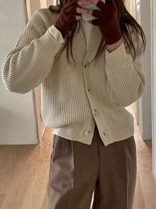 DAZY Cárdigan De Punto Con Manga Raglán Y Ribetes - Albaricoque - Ver 1