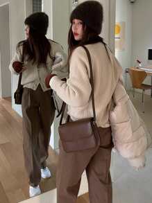 DAZY Cárdigan De Punto Con Manga Raglán Y Ribetes - Albaricoque - Ver 6