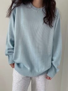 DAZY Suéter De Punto Acanalado Con Hombros Caídos