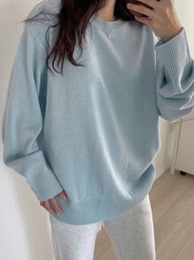 DAZY Suéter De Punto Acanalado Con Hombros Caídos