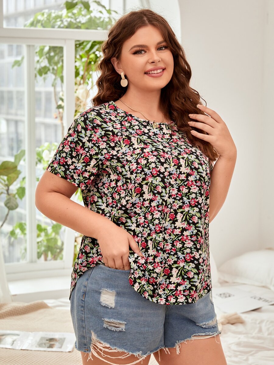 SHEIN LUNE 大碼滿版印花襯衫 - 彩色 - 查看 1