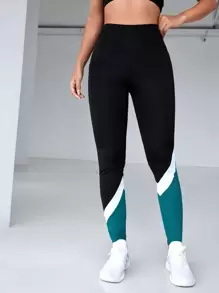 SHEIN Sport Studio Leggings da yoga Ti-Panel Chevron Senza cuciture morbido traspirante Collant a compressione