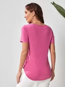 EMERY ROSE Camiseta unicolor bajo curvo