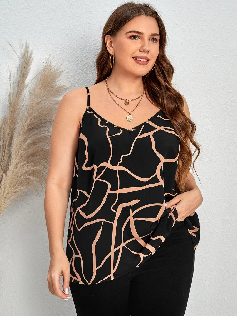 EMERY ROSE Áo hai dây Plus Size Đồ họa Giải trí - màu đen - Xem 1