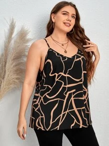 EMERY ROSE Áo hai dây Plus Size Đồ họa Giải trí - màu đen - Xem 3