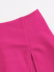 SHEIN EZwear Plus Split Hem Skort - Hot Pink - View 5