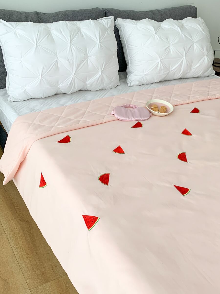Watermelon Embroidered Bedspread - Pink - View 1
