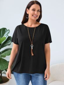 EMERY ROSE Áo thun Plus size Sọc ngựa vằn Giải trí - màu đen - Xem 2