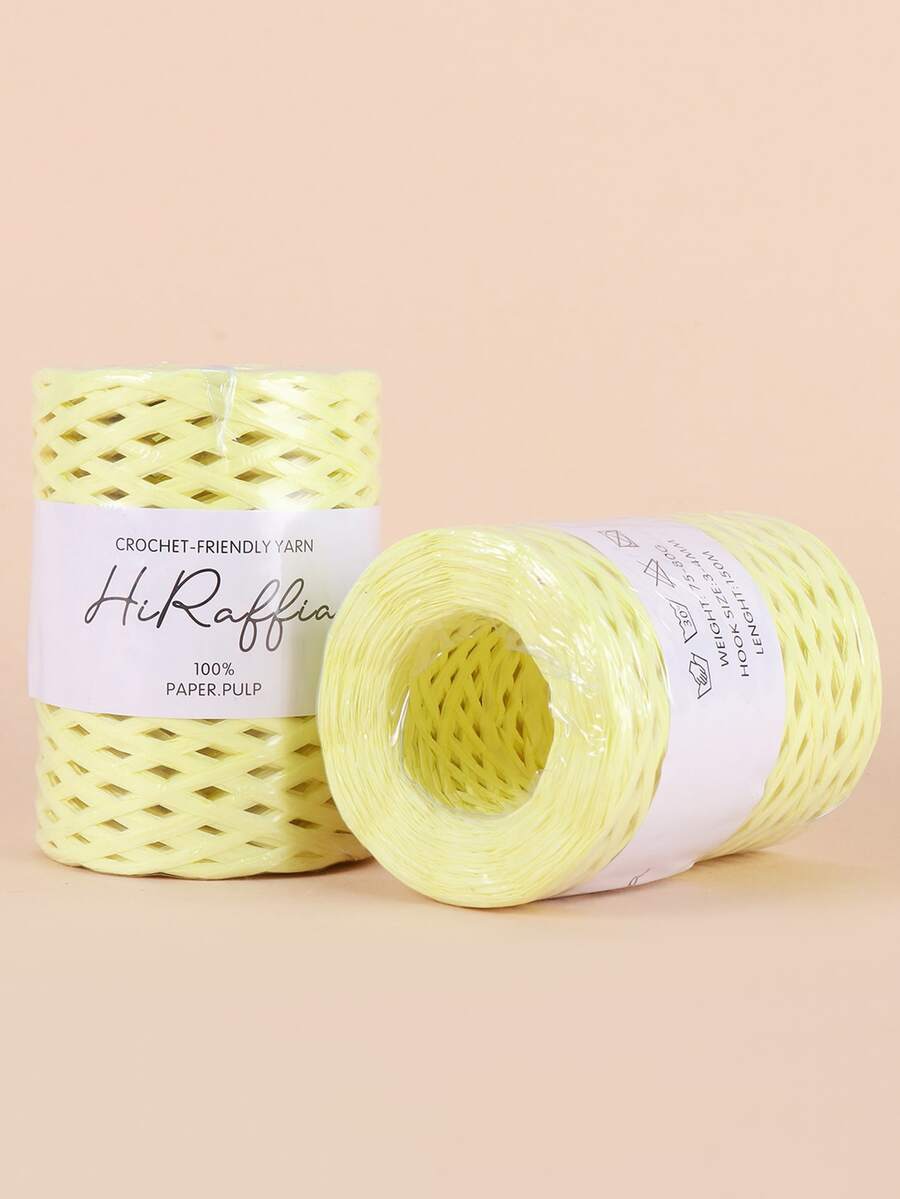 1roll Solid Color Raffia Yarn - Yellow - View 1