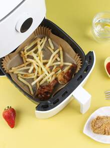 Pergamino a prueba de aceite para freidora de aire 100 piezas, pergamino cuadrado simple para hornear - Caqui - Ver 2