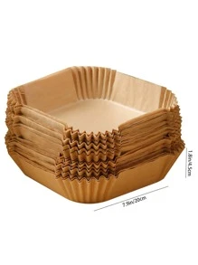 Pergamino a prueba de aceite para freidora de aire 100 piezas, pergamino cuadrado simple para hornear - Caqui - Ver 3